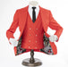 Men's Coral Red Slim-Fit 3-Piece Suit With Peak Lapels