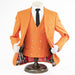 Men's Orange Slim-Fit 3-Piece Suit With Peak Lapels