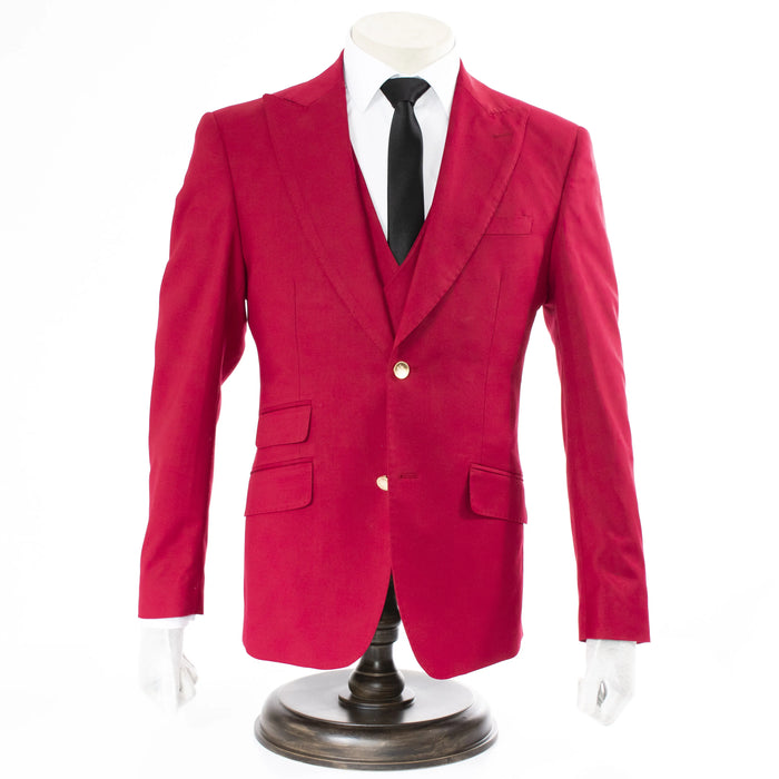 Ruby Red 3-Piece Slim-Fit Suit with Gold Buttons — dolce vita MEN