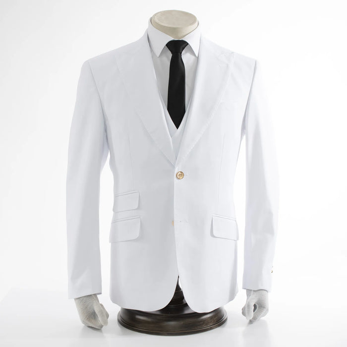 Men's White Slim-Fit 3-Piece Suit With Peak Lapels