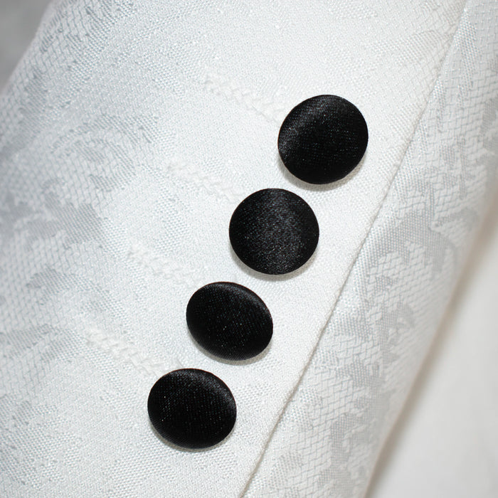 White Faded Floral 2-Piece Men's Tuxedo - Button Cuffs