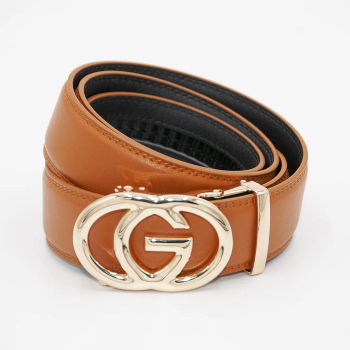 Polished Overlapping G Designer Belt Buckle