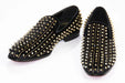 Men's Black And Gold Spiked Rhinestone Dress Loafer