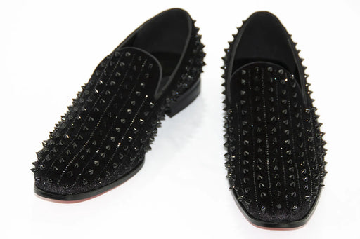 Men's Black Spiked Rhinestone Dress Loafer