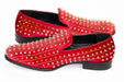 Men's Red And Gold Spiked Rhinestone Dress Loafer