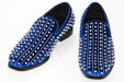 Men's Blue And Silver Spiked Rhinestone Dress Loafer