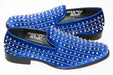 Men's Blue And Silver Spiked Rhinestone Dress Loafer