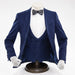 Men's Navy Glitter Sparkling 3-Piece Tuxedo With Double Breasted Vest