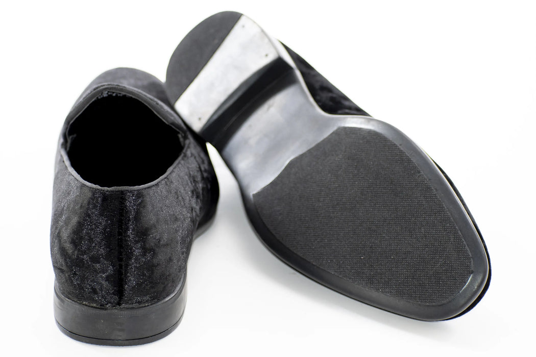 Black Crushed Velvet Slip-On Loafer