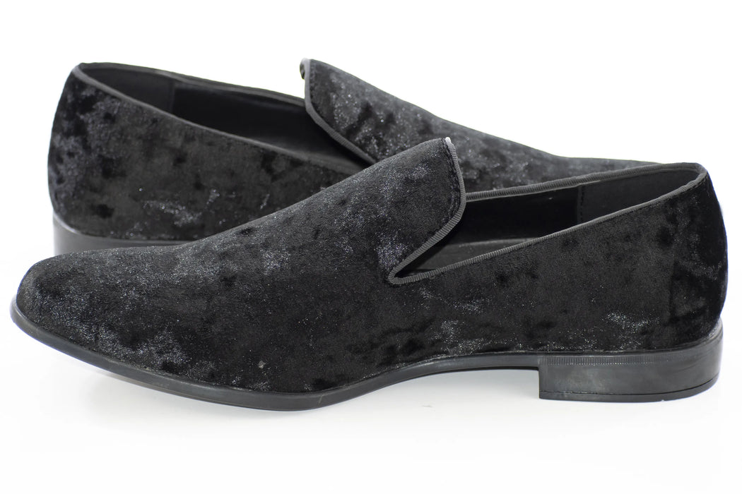 Black Crushed Velvet Slip-On Loafer