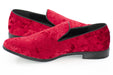 Men's Red Crushed Velvet Slip On Loafer Dress Shoe