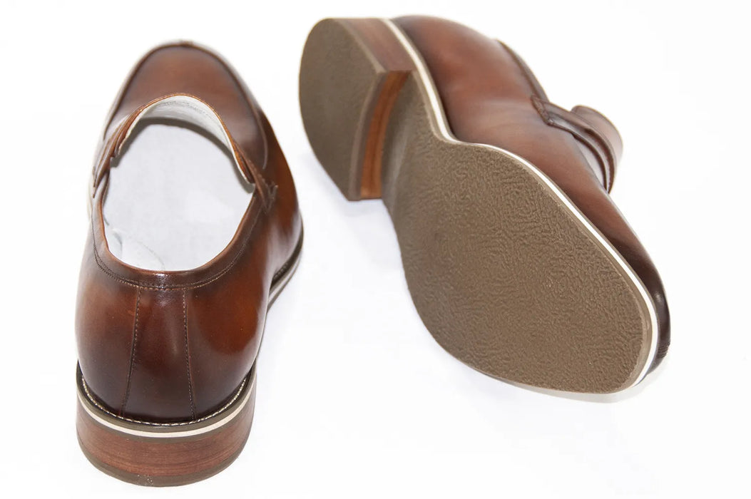Tan Leather Slip-On Dress Loafers