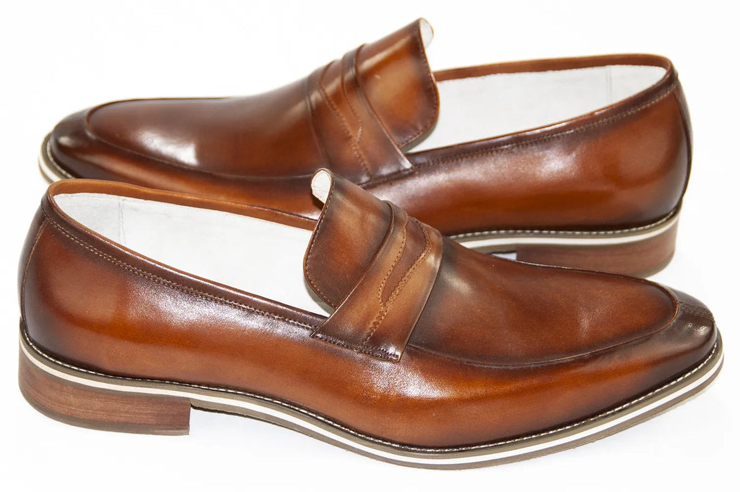 Tan Leather Slip-On Dress Loafers