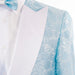 Men's Baby Blue And White Damask Floral 3-Piece Tailored-Fit Tuxedo With Peak Lapels And Vest