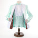 Men's Mint Green And White Damask Floral 3-Piece Tailored-Fit Tuxedo With Peak Lapels And Vest