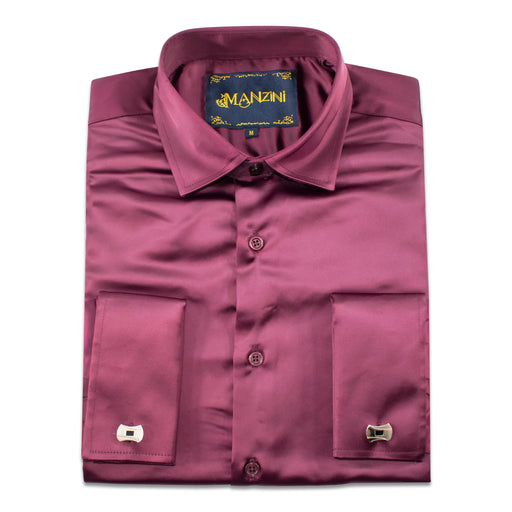 Men's Burgundy Big And Tall Dress Shirt Spread Collar