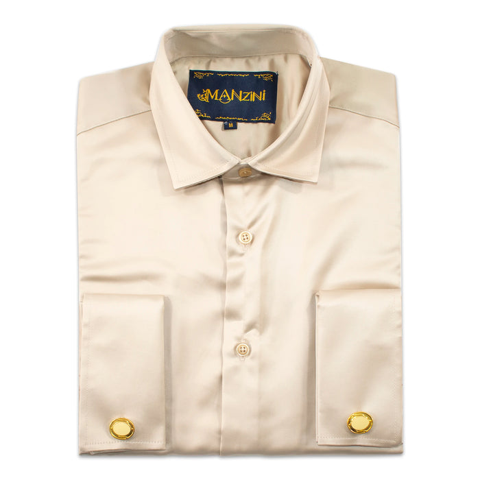 Champagne Satin Tailored-Fit Dress Shirt