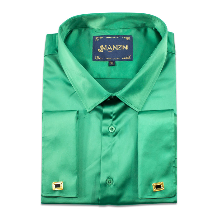 Men's Hunter Green Big And Tall Dress Shirt Spread Collar