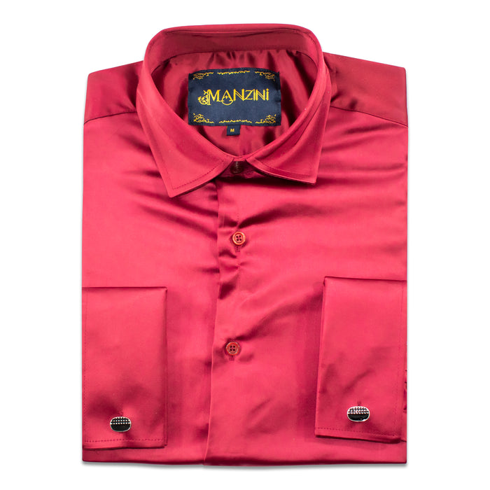 Men's Plum Red Big And Tall Dress Shirt Spread Collar
