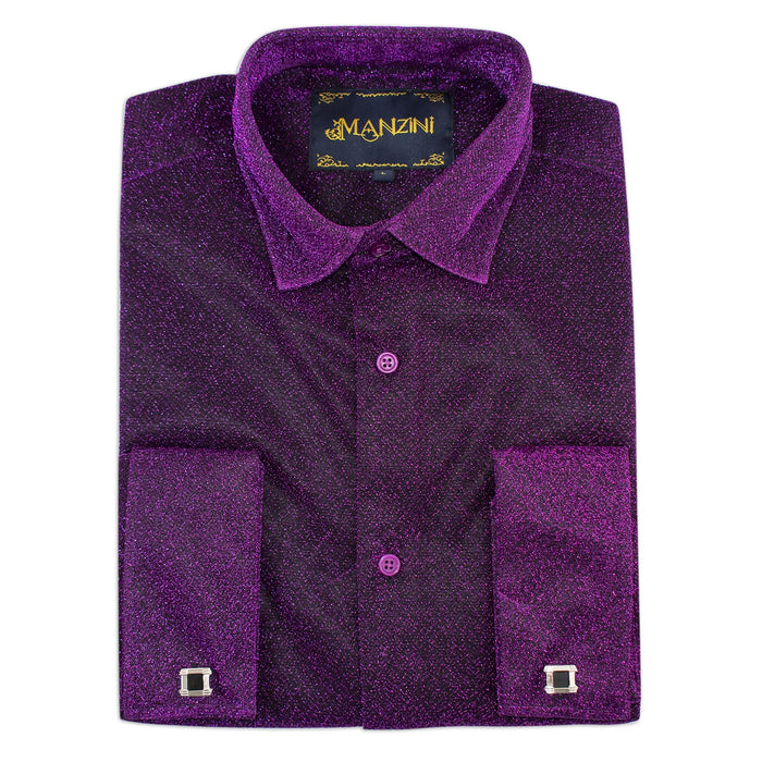 Purple Sparkle Dress Shirt with Cufflinks
