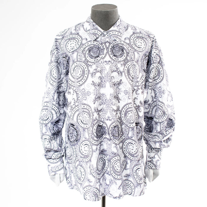 White Rhinestone Spirals Regular-Fit Dress Shirt