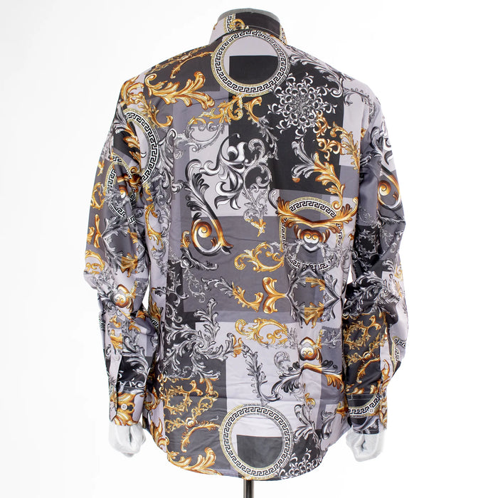 Gray Provencal Baroque Rhinestone Dress Shirt