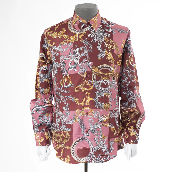 Mauve Provencal Baroque Rhinestone Regular-Fit Dress Shirt