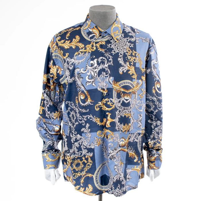 Sky Blue Provencal Baroque Rhinestone Dress Shirt