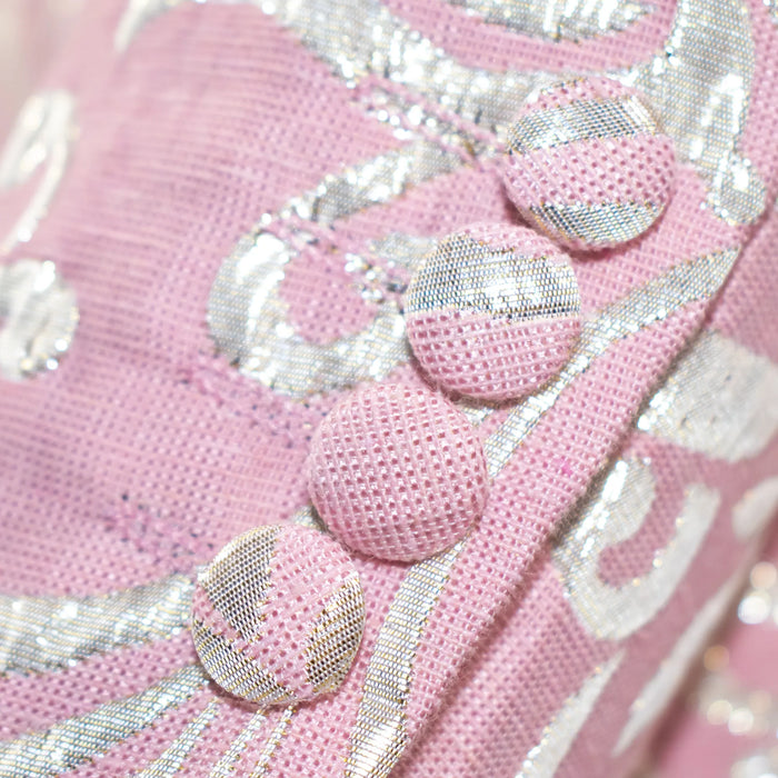 Men's Pink Scroll Motif Slim-Fit Jacket - Button Cuffs