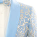 Men's Sky Blue Scroll Motif Slim-Fit Jacket - Shawl Lapel