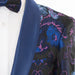 Men's Navy Blue Floral Embroidered Jacket Shawl Lapel