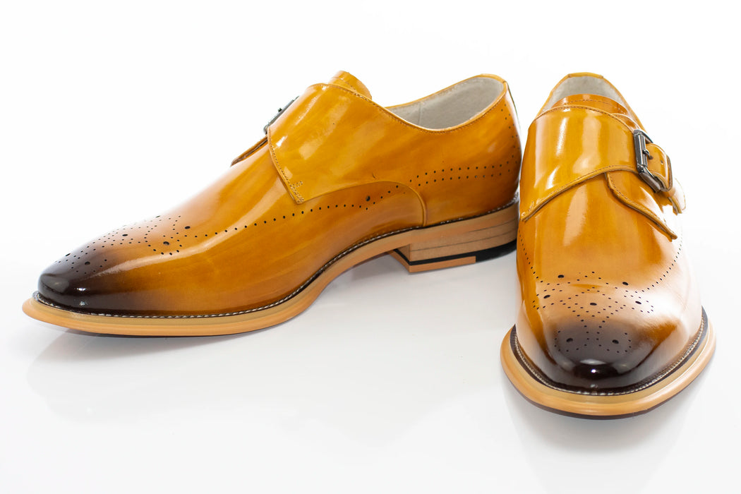Men's Scotch Brown Single-Strap Monk Strap Dress Shoe With Medallion Toe