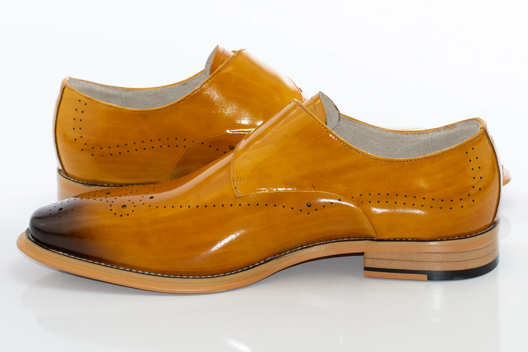 Men's Scotch Brown Single-Strap Monk Strap Dress Shoe With Medallion Toe
