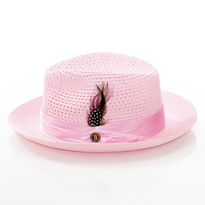Men's Pink Feather Plumed Fedora