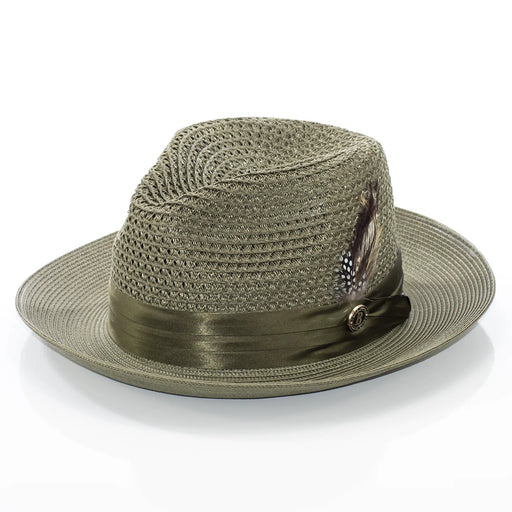 Men's Olive Green Feather Plumed Fedora
