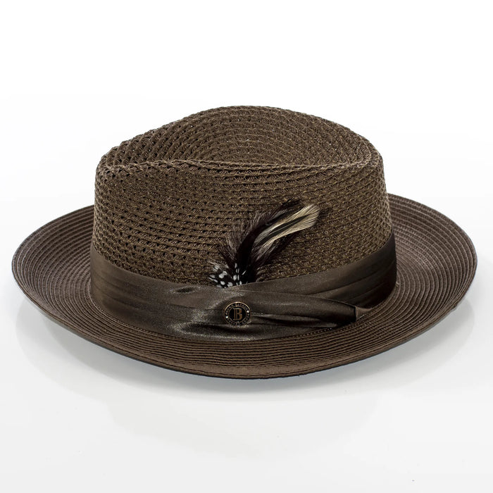Men's Chocolate Brown Feather Plumed Fedora
