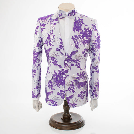 Men's Purple And White Floral 2-Piece Slim-Fit Suit