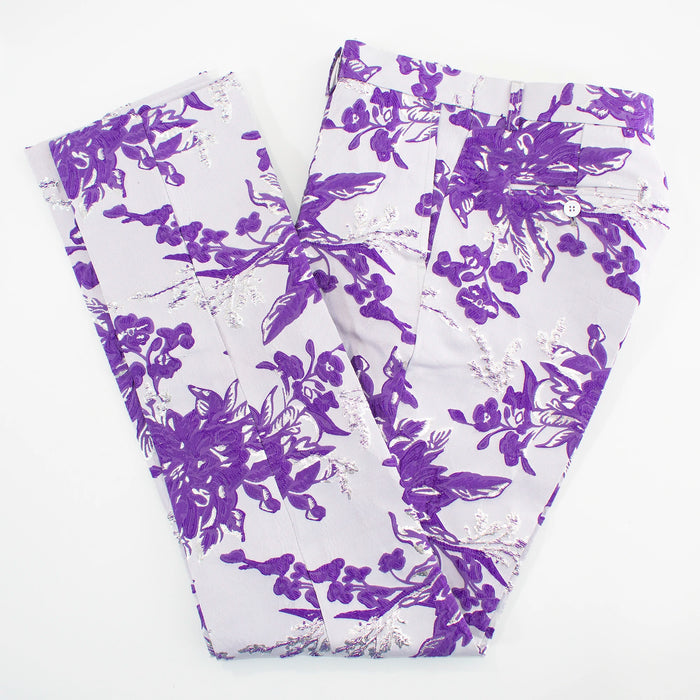 Men's Purple And White Floral 2-Piece Slim-Fit Suit Pants