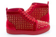 Men's Red And Gold Spiked High-Top Sneakers