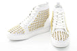 Men's White And Gold Spiked High-Top Sneakers