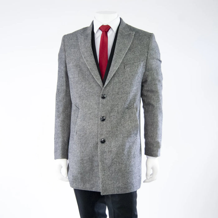 Gray Herringbone Slim-Fit Overcoat