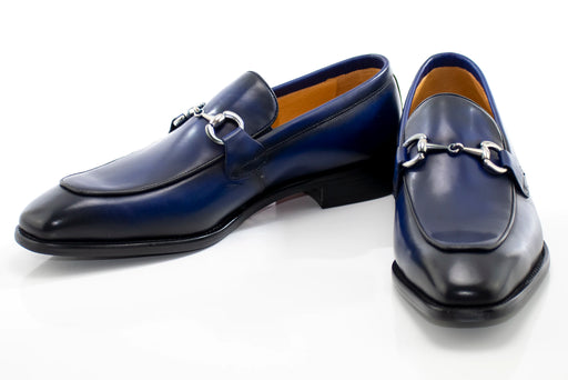 Men's Navy Blue Leather Horsebit Dress Loafer