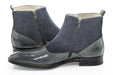 Gray Leather Spat Boot - Quarter, Heel