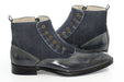 Gray Leather Spat Boot - Quarter, Heel