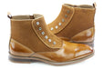 Tan Leather Spat Boot - Quarter, Heel