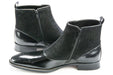 Black Leather And Tweed Spat Boot - Quarter, Heel
