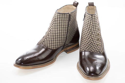 Chocolate Brown Tweed Spat Boot - Vamp, Toe, Outsole