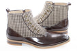Chocolate Brown Tweed Spat Boot - Quarter, Heel