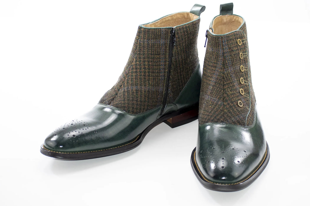 Men's Forest Green Tweed Spat Boot