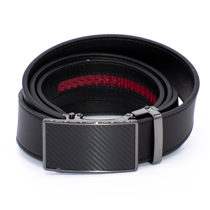 Men's Textured Square Black Leather Belt